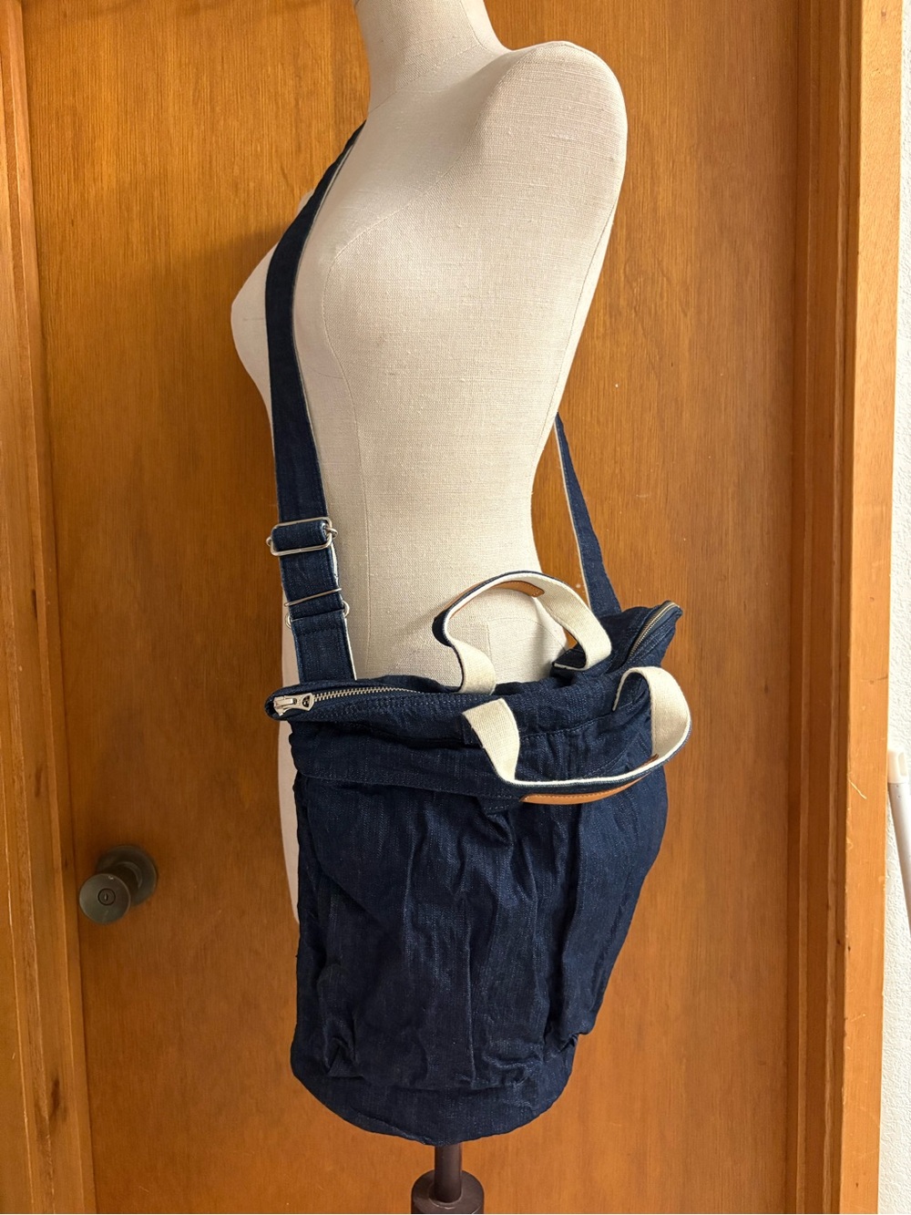 PORTER YOSHIDA Blue Denim Jeans 2 Way Helmet Tote Bag Japan Pockets - Picture 13 of 14